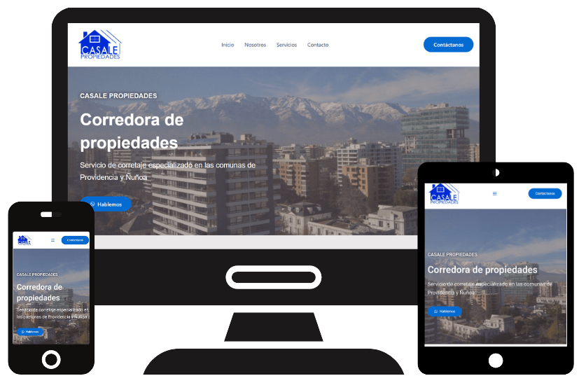 Pagina casalepropiedades.cl diseñada por hacemostupaginaweb.cl